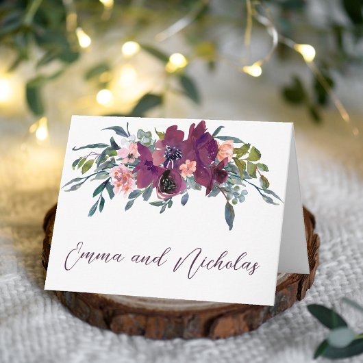 Elegant Floral | Paarse roze gevouwen noot Kaart