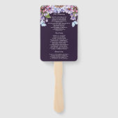 Elegant Floral Paarse Waterverf bruiloft programma Handwaaier (Achterkant)