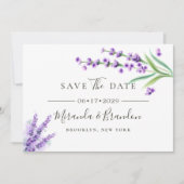 Elegant Floral Paarse Waterverf bruiloft redt de Save The Date (Voorkant)