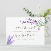 Elegant Floral Paarse Waterverf bruiloft redt de Save The Date (Staand voorkant)