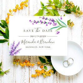 Elegant Floral Paarse Waterverf bruiloft redt de Save The Date