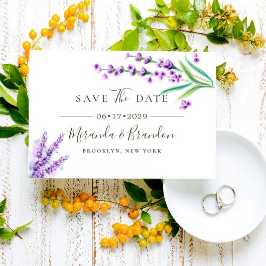 Elegant Floral Paarse Waterverf bruiloft redt de Save The Date