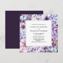 Elegant Floral Paarse Waterverf Wedding