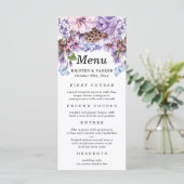 Elegant Floral Paarse Waterverf Wedding Menu (Staand voorkant)