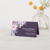 Elegant Floral Paarse Waterverf Wedding Plaatskaartje (Achterkant)