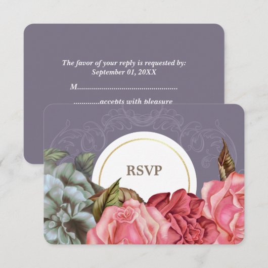 Elegant  Floral Painting RSVP-kaarten RSVP Kaartje (Voorkant / Achterkant)