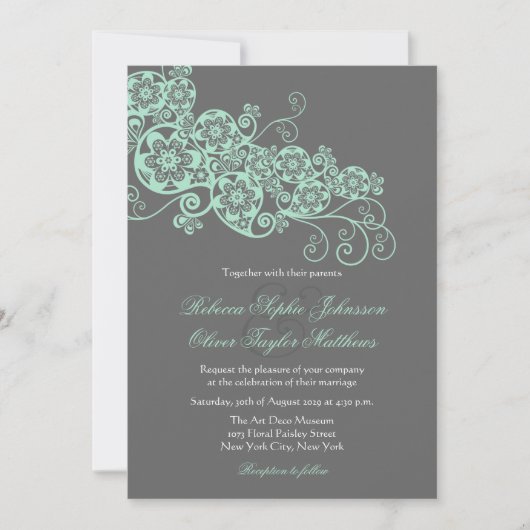  Elegant Floral Paisley Boho Wedding Invite Kaart (Voorkant)