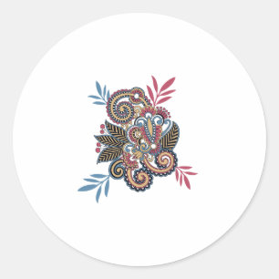 Elegant Floral Paisley Design, Mandala ontwerp Ronde Sticker