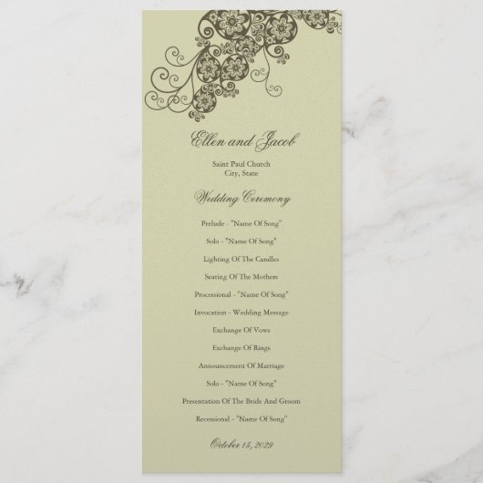  Elegant Floral Paisley Wedding Programme Programmakaart (Voorkant)