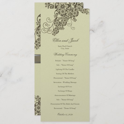  Elegant Floral Paisley Wedding Programme Programmakaart (Voorkant / Achterkant)