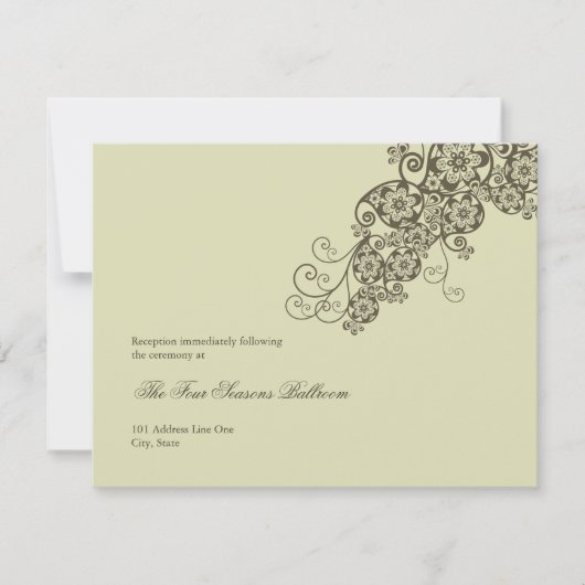 Elegant Floral Paisley Wedding Reception Kaart (Voorkant)