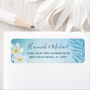 Elegant Floral Palm Tree Leaf Beach Return Address Etiket
