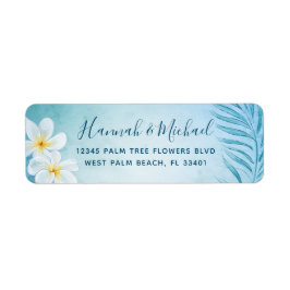 Elegant Floral Palm Tree Leaf Beach Return Address Etiket