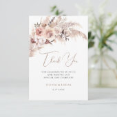 Elegant Floral Pampas Boho Terracotta Wedding Bedankkaart (Staand voorkant)
