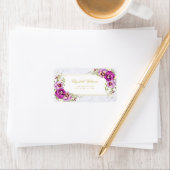 Elegant Floral  Pansies Paars marmer Label (Insitu)