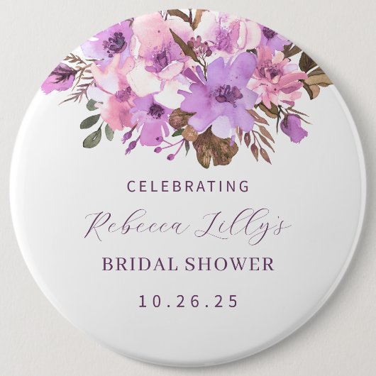 Elegant Floral Paper Ronde Button 6,0 Cm (Voorkant)