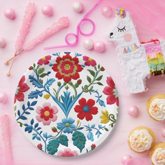 Elegant Floral Papieren Bordje (Feest)