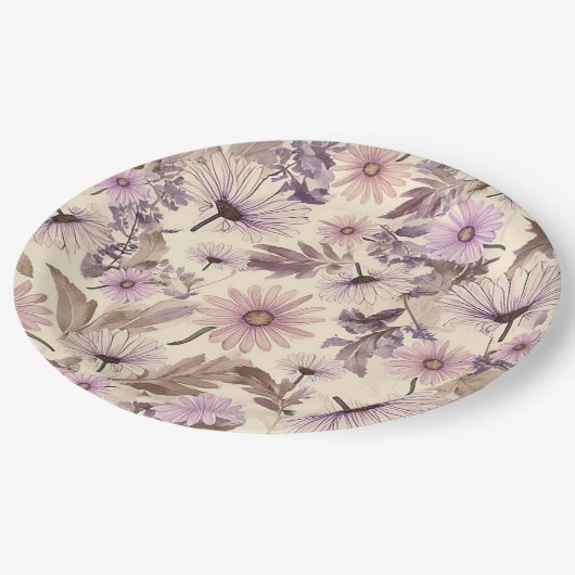 Elegant  Floral Papieren Bordje (Gekanteld)