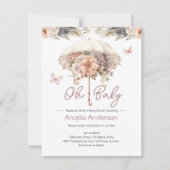 Elegant  Floral Paraplu Baby shower Kaart (Voorkant)