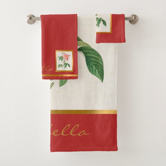 Elegant Floral past kleur en tekst aan Bad Handdoek (Insitu)