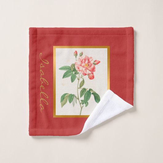 Elegant Floral past kleur en tekst aan Bad Handdoek (Wasdoekje)