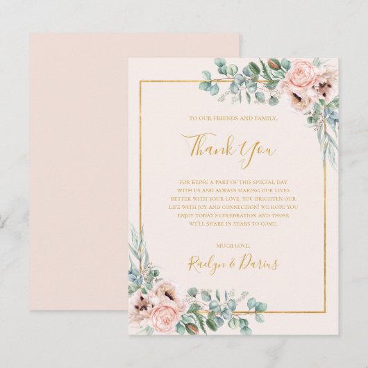 Elegant Floral | Pastel Hartelijk dank voor uw ont Briefkaart (Voorkant / Achterkant)