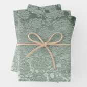 Elegant Floral Pastel Sage Green Pattern Inpakpapier Vel (In situ)