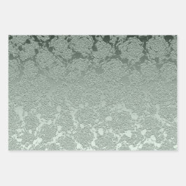 Elegant Floral Pastel Sage Green Pattern Inpakpapier Vel