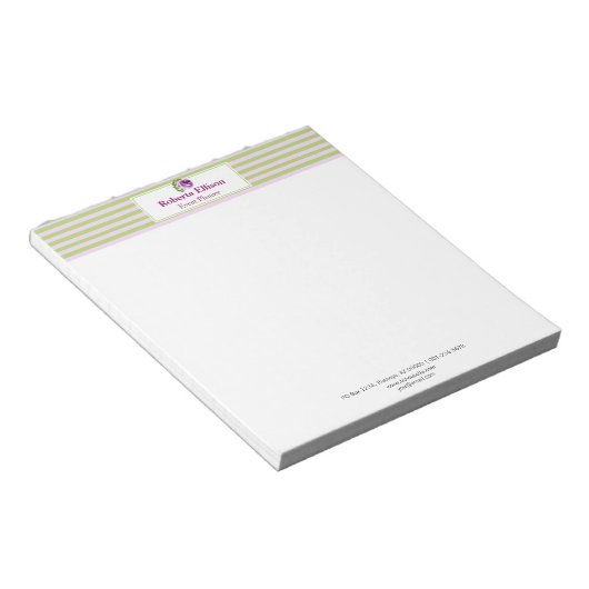 Elegant Floral Pastel Stripes Specialized Notitieblok (Schuin)