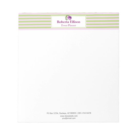 Elegant Floral Pastel Stripes Specialized Notitieblok (Voorkant)