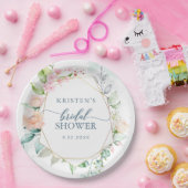 Elegant Floral Pastel Waterverf Geometric Wedding Papieren Bordje (Feest)