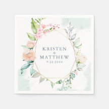 Elegant Floral Pastel Waterverf Geometric Wedding