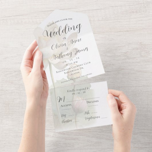 Elegant Floral Pastel Wedding All In One Uitnodiging (Afscheurbaar)