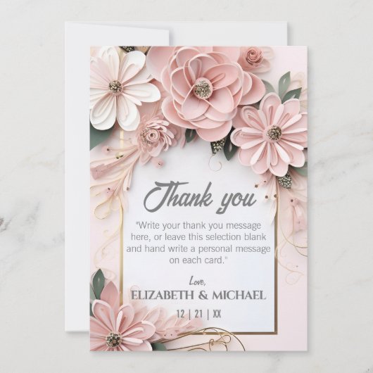 Elegant Floral Pastel Wedding Paper Quilling Lijst Bedankkaart (Voorkant)