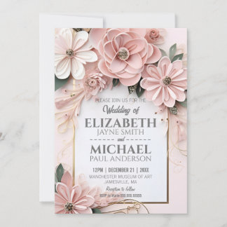Elegant Floral Pastel Wedding Paper Quilling Lijst Kaart