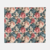 Elegant Floral Patroon met Rozen Fleece Deken (Voorkant (Horizontaal))
