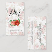 Elegant  Floral Patroon met Rozen Visitekaartje (Voorkant / Achterkant)