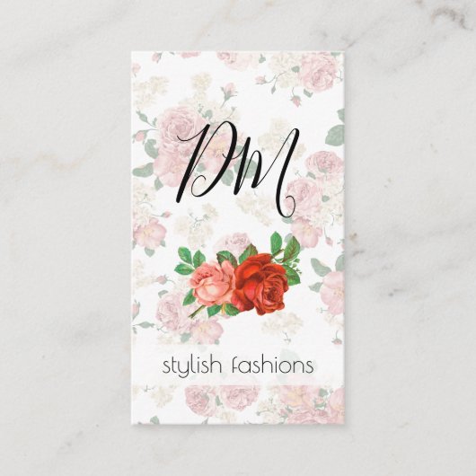 Elegant  Floral Patroon met Rozen Visitekaartje (Voorkant)