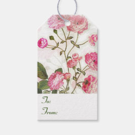 Elegant Floral Patroon van Roze Bloemen aan en van Cadeaulabel