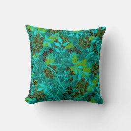 Elegant Floral Pattern | Blauwgroen en Turquoise Kussen