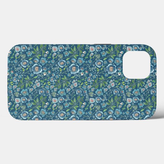 Elegant Floral Pattern Blue Case-Mate iPhone Case (Achterkant (horizontaal))