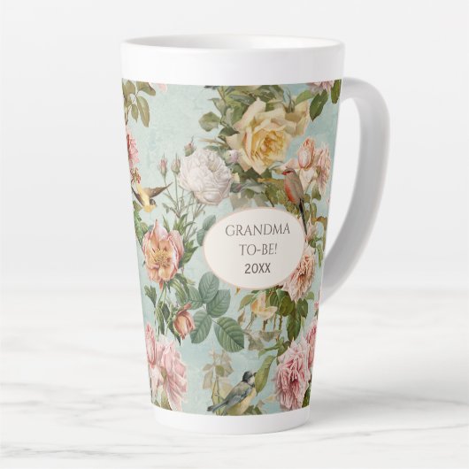 Elegant Floral Pattern Blush Roos Aqua Grandma Latte Mok (Rechterhoek)