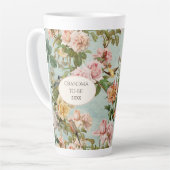 Elegant Floral Pattern Blush Roos Aqua Grandma Latte Mok (Linkerhoek)