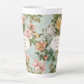 Elegant Floral Pattern Blush Roos Aqua Grandma Latte Mok (Voorkant)