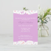 Elegant Floral Pattern Butterfly Baby shower Kaart (Staand voorkant)