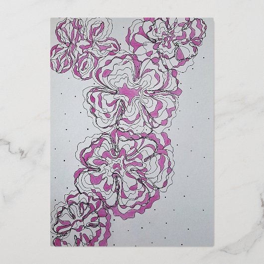 Elegant floral pattern folie uitnodiging (Voorkant)