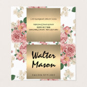 Elegant Floral Pattern Gold Trim Square Visitekaartje (Buitenkant ongevouwen)