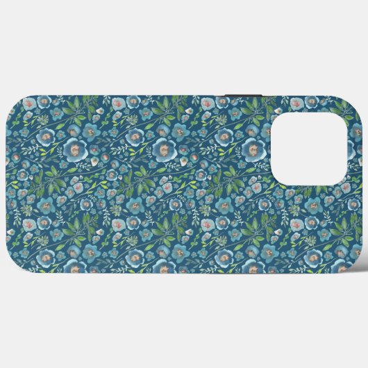 Elegant Floral Pattern Green Blue Case-Mate iPhone Case (Achterkant (horizontaal))