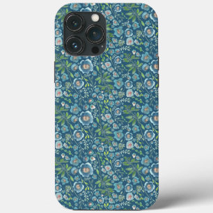 Elegant Floral Pattern Green Blue Case-Mate iPhone Case