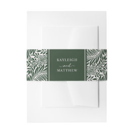 Elegant  Floral Pattern | Groen huwelijk Uitnodigingen Wikkel